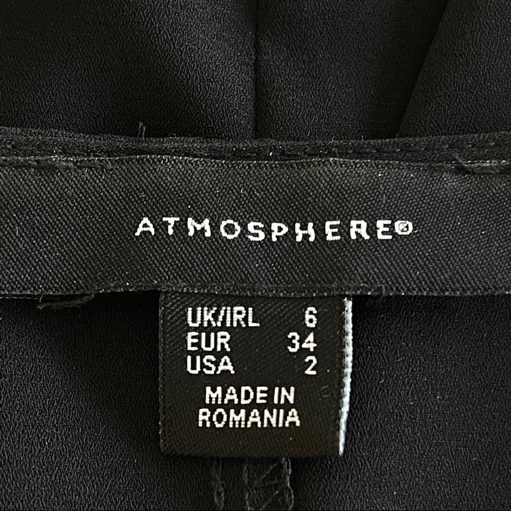 ESSENTIAL blouse ATMOSPHERE top solid black TIE UP FRONT 2  dressy top - Picture 9 of 11